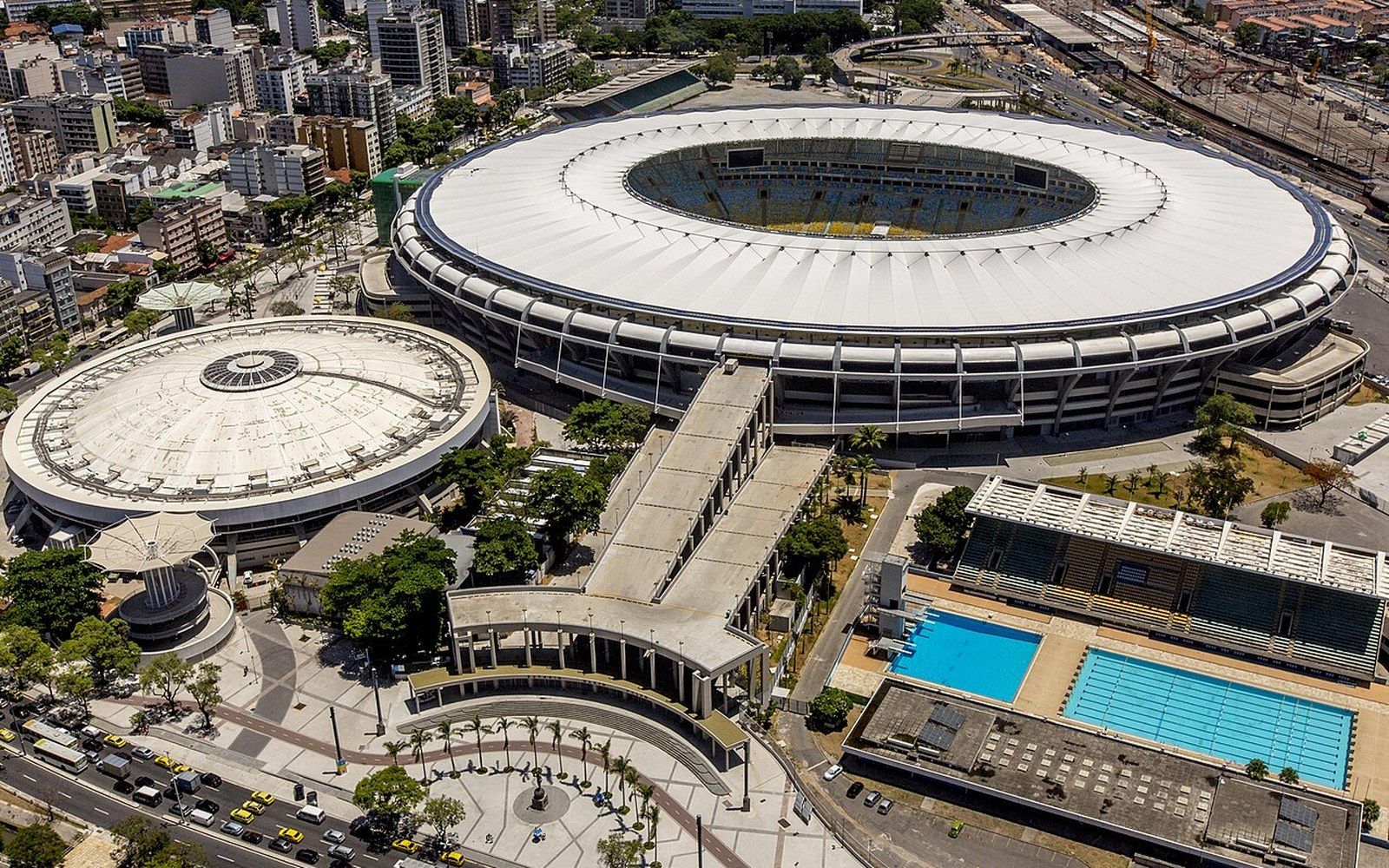 The Maracanã stadium and its surroundings from the air